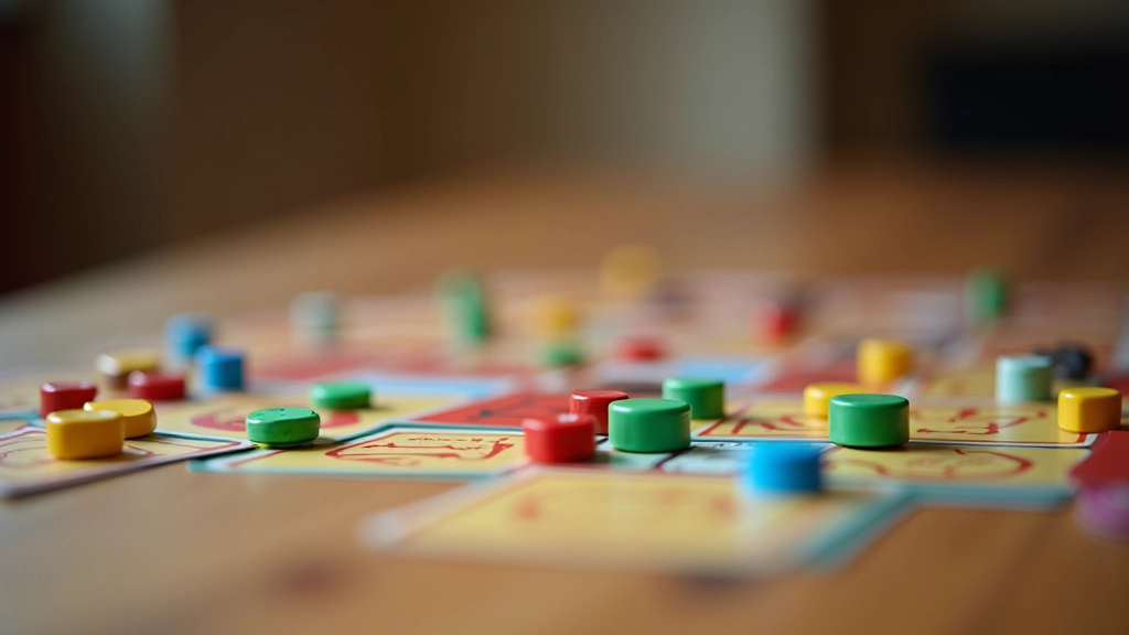Various board games arranged on a table showing different game types and complexity levels