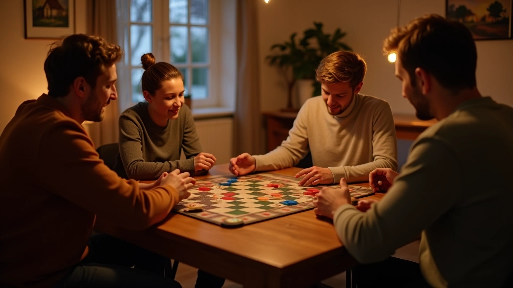 Board game evening setup with family